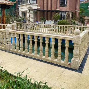 固原黄金麻花岗岩石材栏杆，扶手，将军柱，花瓶柱