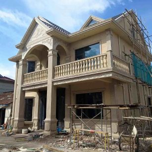 固原 黄金麻花岗岩石材私人别墅雕花门楼柱阳台栏杆