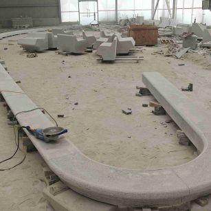 固原 芝麻白花岗岩弧形花坛石，坐凳石