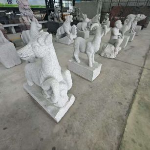 固原 芝麻白花岗岩造型立体雕刻——十二生肖