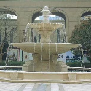 固原 黄金麻花岗岩异型加工——户外庭院石雕流水喷泉