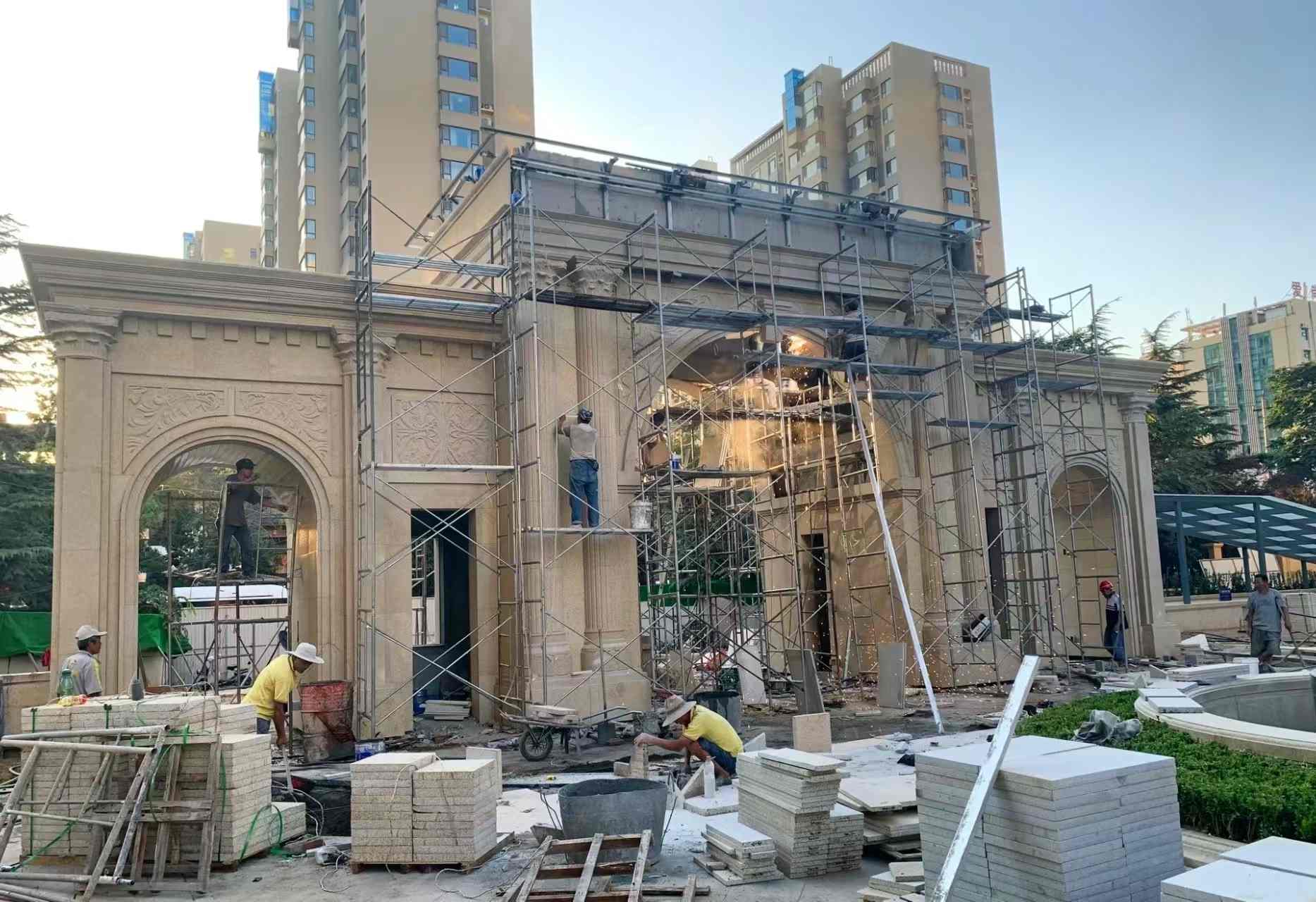 固原 黄金麻荔枝面花岗岩小区门楼外墙干挂