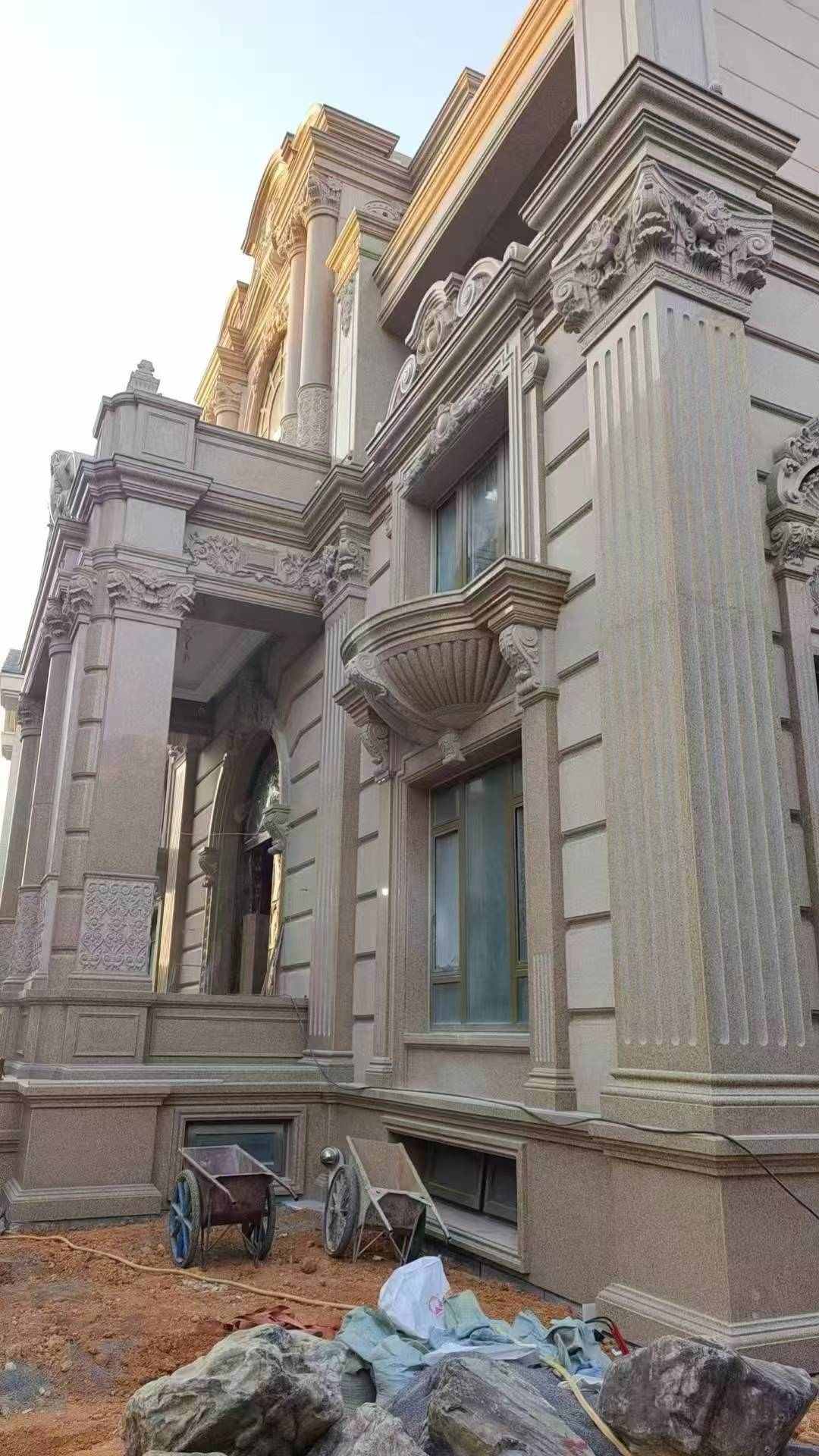 固原 黄金麻花岗岩光面别墅外墙干挂施工完成